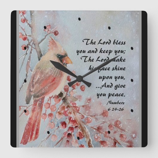 ナンバーズ6 24-26主賛美ユーレッドバード&ベリーズ スクエア壁時計 (正面)