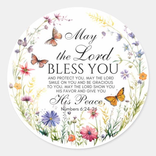 ナンバーズ6:24-26汝の野賛美草主 ラウンドシール (正面)