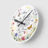 ナンバーズ6:24-26汝の野賛美草主 ラウンド壁時計 (傾斜)