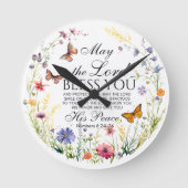 ナンバーズ6:24-26汝の野賛美草主 ラウンド壁時計 (正面)