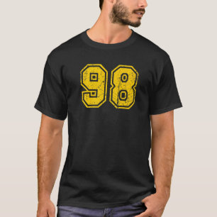 ナンバーズ98スポーツジャージーユニフォームファンアスリートイエロー Tシャツ