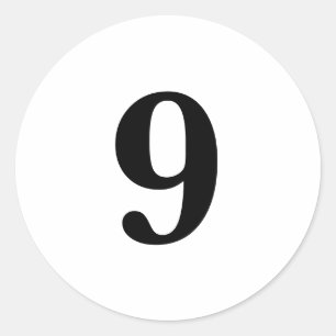ナンバーナイン計画シンプル9白い黒 ラウンドシール