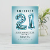 ナンバーバルーン 21歳の誕生日パーティー招待状 招待状 (スタンド正面)