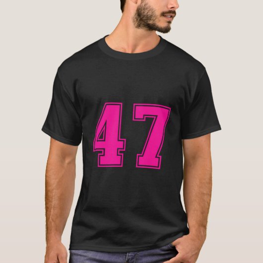 ナンバーピンクスポーツファンジャージー番号47 Tシャツ (正面)