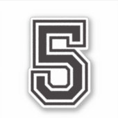 ナンバーファイブ5スポーティな大学フォント シール (正面)