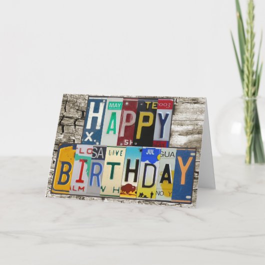 ナンバープレートのハッピーバースデーカード カード (正面)