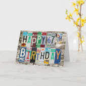 ナンバープレートの幸せな第67バースデー・カード カード (黄色い花)