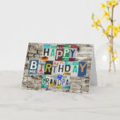 ナンバープレートの祖父のバースデー・カード カード (黄色い花)