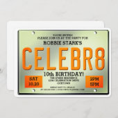 ナンバープレートの誕生日招待状 招待状 (正面/裏面)
