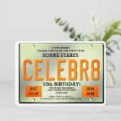 ナンバープレートの誕生日招待状 招待状 (スタンド正面)