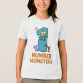 ナンバーモンスタースキッズシャツ – おもしろいマンガMath Frie トライブレンドTシャツ (正面)