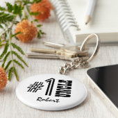 ナンバーワンおじさん白黒ギフトモダン品 キーホルダー (側面)