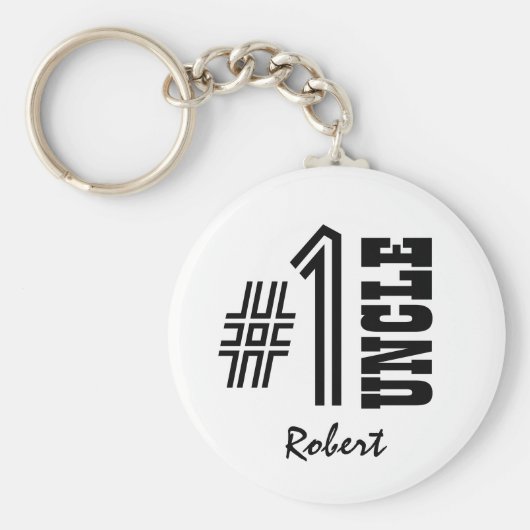 ナンバーワンおじさん白黒ギフトモダン品 キーホルダー (正面)