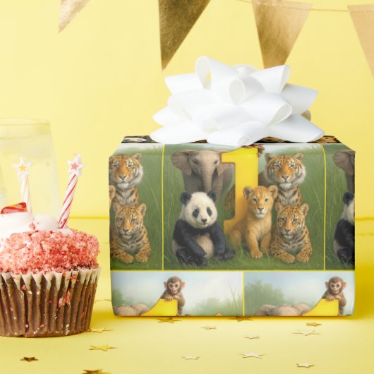 ナンバーワンの野生動物の赤ちゃん ラッピングペーパー (誕生日パーティー)
