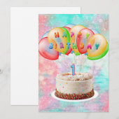ナンバーワンキャンドルオンケーキ，ハッピーバースデーカラフル, セーブザデート (正面/裏面)