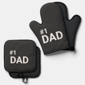 ナンバーワンパパシンプルミニマリストモダンギフト 鍋つかみ&鍋敷きセット (正面/裏面)