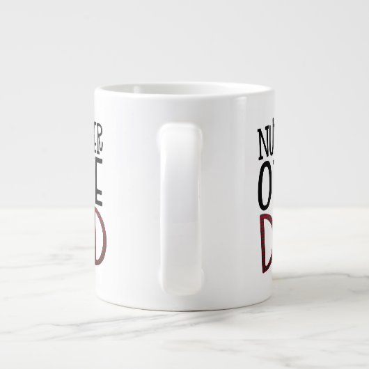 ナンバーワンパパブラックタータンチェックタイポグラフィ ジャンボコーヒーマグカップ (裏面)