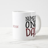 ナンバーワンパパブラックタータンチェックタイポグラフィ ジャンボコーヒーマグカップ (正面右)