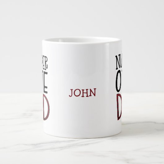 ナンバーワンパパブラックタータンチェックタイポグラフィ ジャンボコーヒーマグカップ (正面)