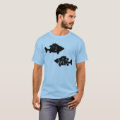 ナンバーワンパパ魚クリエイティブブラックスケッチ Tシャツ (正面フル)