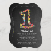 ナンバーワン春フローラ1st誕生日パーティー招待状 招待状 (正面/裏面)