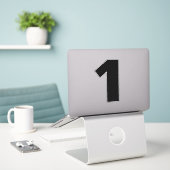 ナンバーワン白黒ステッカー シール (デスク上のノートパソコン)