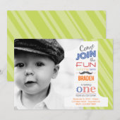 ナンバーワン ファン ヒゲの初めてのお誕生日 招待状 (正面/裏面)