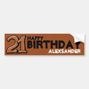 ナンバー間抜け21チョコレート誕生日ロングステッカー バンパーステッカー