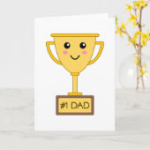 ナンバー1パパかわいいトロフィー父のデイカード カード (黄色い花)