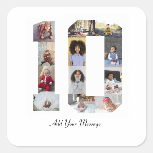 ナンバー10 フォト コラージュ スクエアシール (正面)