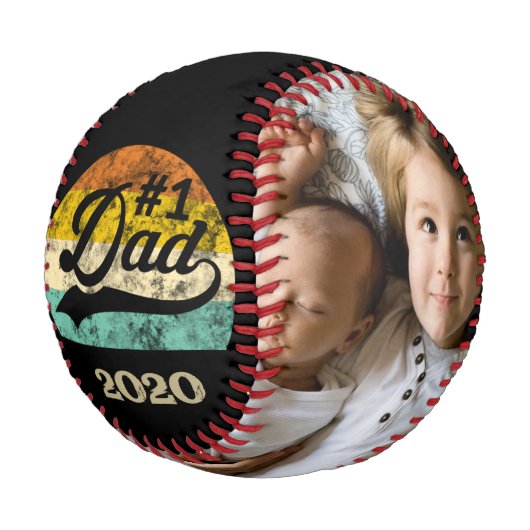 ナンバー1 # 1パパレトロフォトヴィンテージ 野球ボール (アングル)