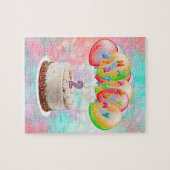 ナンバー2キャンドルオンケーキ，ハッピーバースデーカラフル, ジグソーパズル (横)