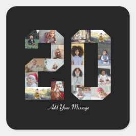 ナンバー20 フォト コラージュ スクエアシール