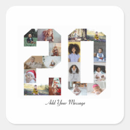 ナンバー20 フォト コラージュ スクエアシール