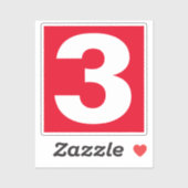 ナンバー3ステッ赤と白カー シール (シート)