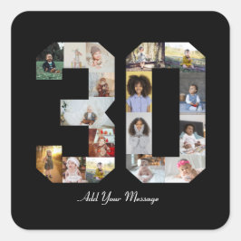 ナンバー30 フォト コラージュ スクエアシール