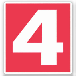 ナンバー4ステッ赤と白カー シール