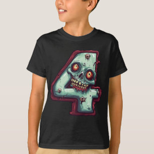ナンバー4ゾンビハロウィーンテーマ4歳の子供 Tシャツ
