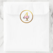 ナンバー4フォーピンクローゼスフローラ&エレガント金ゴールド ラウンドシール (バッグ)