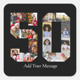 ナンバー50 フォトコラージュ スクエアシール