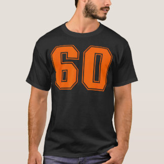 ナンバー60 オレンジ スポーツジャージ ラッキーナンバー Tシャツ