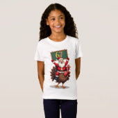 🎅🦃 ナンバー67の七面鳥に乗るサンタが面白いデザイン Tシャツ (正面フル)
