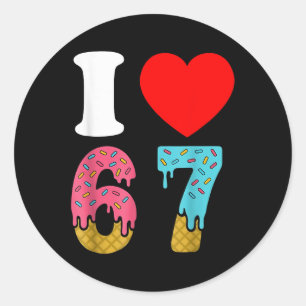 ナンバー67 ろくしち大好き 6 7 67 ミーム カップル ラウンドシール