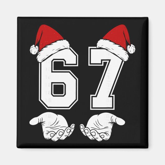 ナンバー67 6と7にこだわる 6 7 ミーム 6 7 クリスマス マグネット (正面)