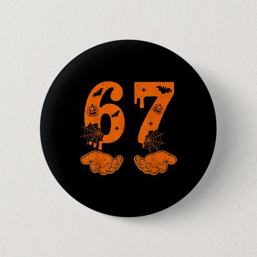 ナンバー67 6と7 ミーム ハロウィン 缶バッジ (正面)