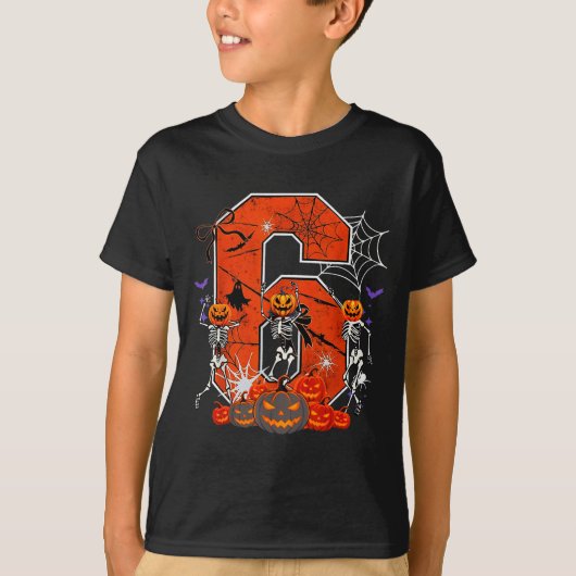 ナンバー6 6 7 ミーム ハロウィン ダンス スケルトン Tシャツ (正面)