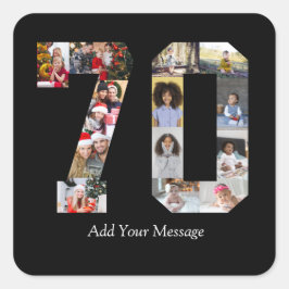 ナンバー70 フォト コラージュ スクエアシール