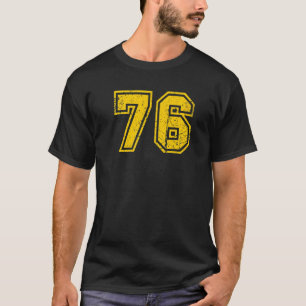 ナンバー76スポーツジャージーユニフォームファンアスリートイエロー Tシャツ
