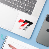 ナンバー77 赤と黒 シール (ノートパソコンとiPhone)