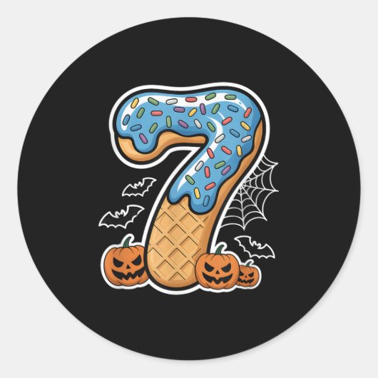 ナンバー7 アイスクリーム セブン ハロウィン かぼちゃ 男 女 ラウンドシール (正面)